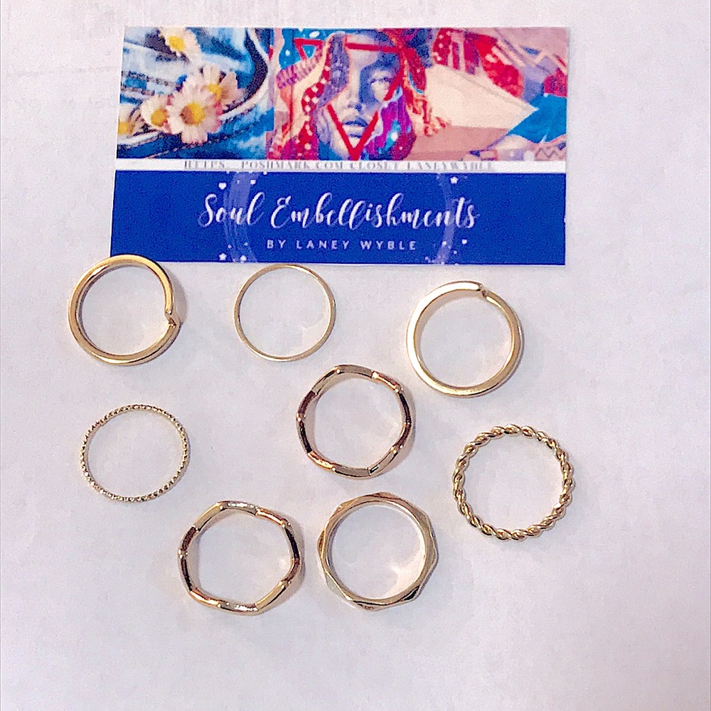 🆕Trendy💍Boho Stackable Gold 8pc Ring Set - Picture 5 of 16